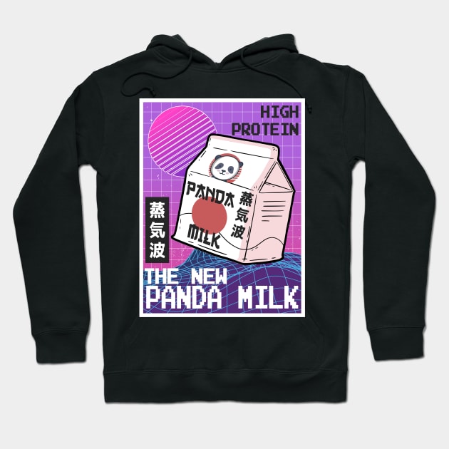 Vaporwave 80th Synthwave Panda Milk Japan Style Hoodie by Kuehni